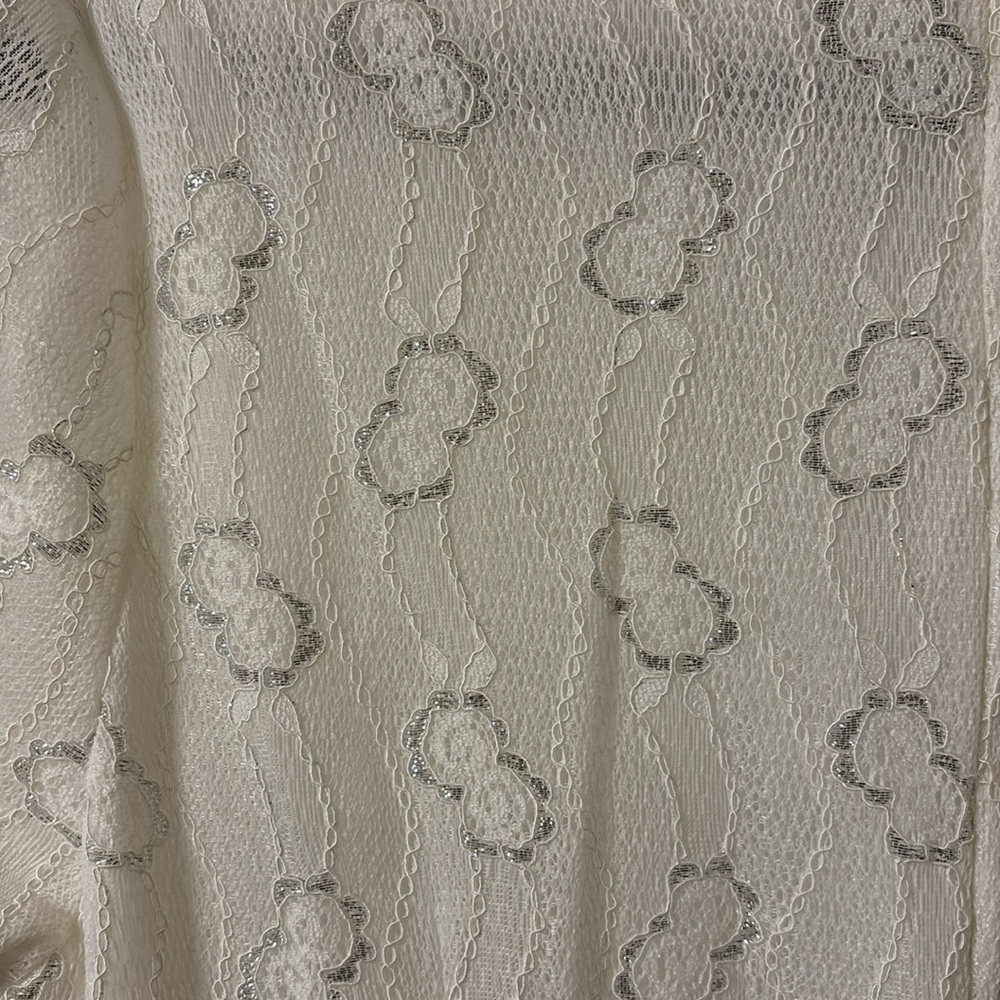 Cream w/ silver detail Lace High-Low Dress – Plus Size Elegant Party Dress (XL) - Picture 11 of 15